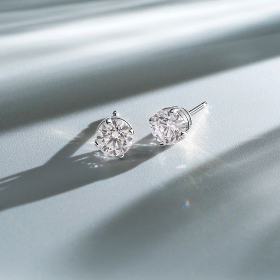 Outlet Silver Lab Created Diamond Earrings