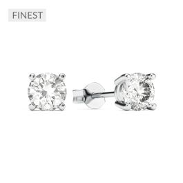 1.00 Carat D VVS IGI Certified Lab Grown Diamond Stud Earrings in Sterling Silver Finest Cultured Man Made Diamond Earrings