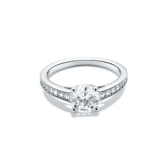 Attract Round CZ Solitaire Ring with Swarovski Crystals Rhodium Plated