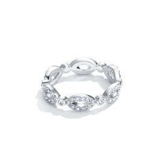 Infinity Eternity Ring with Swarovski Crystals Rhodium Plated