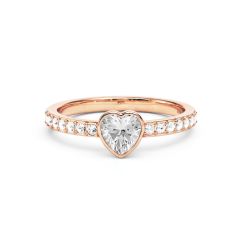 Solitaire Petite Heart Ring Clear Crystals Rose Gold Plated