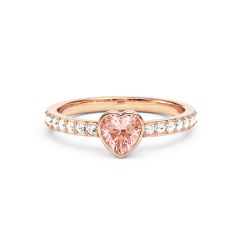 Solitaire Petite Heart Ring Vintage Rose Crystals Rose Gold Plated