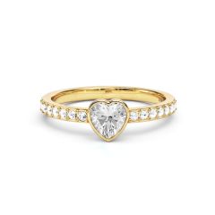 Solitaire Petite Heart Ring Clear Crystals Gold Plated