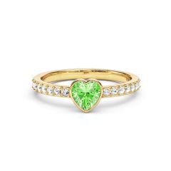 Solitaire Petite Heart Ring Peridot Crystals Gold Plated