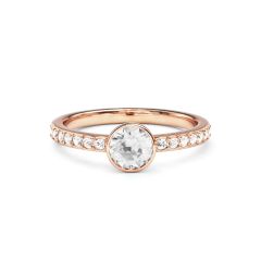 Solitaire Petite Round Ring Clear Crystals Rose Gold Plated