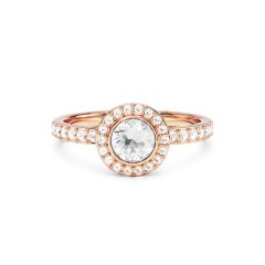 Halo Angelic Round Statement Ring Clear Crystals Rose Gold Plated