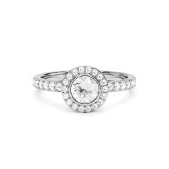 Halo Angelic Round Statement Ring Clear Crystals Rhodium Plated