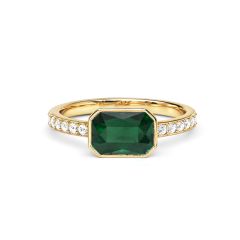 Solitaire Petite Octagon Ring Emerald Crystals Gold Plated