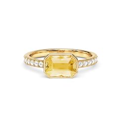 Solitaire Petite Octagon Ring Crystal Golden Shadow Crystals Gold Plated