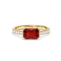 Solitaire Petite Octagon Ring Scarlet Crystals Gold Plated