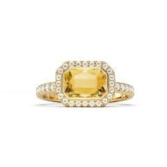 Halo Octagon Statement Ring Crystal Golden Shadow Crystals Gold Plated