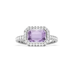 Halo Octagon Statement Ring Violet Crystals Rhodium Plated