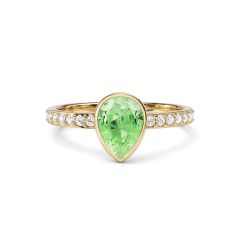 Solitaire Petite Teardrop Ring Peridot Crystals Gold Plated