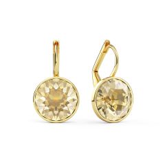 Bella Earrings with 4 Carat Golden Shadow Crystals Gold Plated