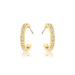 Eternity Round Statement Crystals Small Hoop Earrings Gold Plated