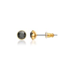 Signature Stud Earrings with 3 Sizes Carat Jet Hematite Swarovski Crystals Gold Plated