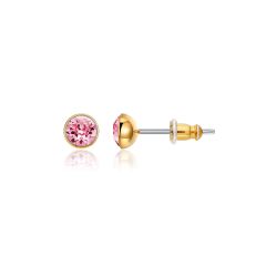 Signature Stud Earrings with 3 Sizes Carat Light Rose Swarovski Crystals Gold Plated