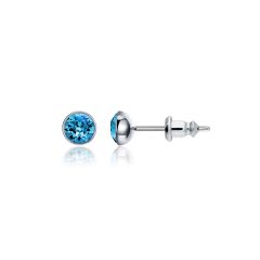 Signature Stud Earrings with 3 Sizes Carat Indicolite Swarovski Crystals Rhodium Plated