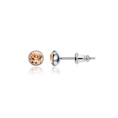 Signature Stud Earrings with 3 Sizes Carat Light Peach Swarovski Crystals Rhodium Plated