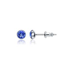 Signature Stud Earrings with 3 Sizes Carat Sapphire Swarovski Crystals Rhodium Plated