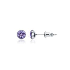 Signature Stud Earrings with 3 Sizes Carat Tanzanite Swarovski Crystals Rhodium Plated