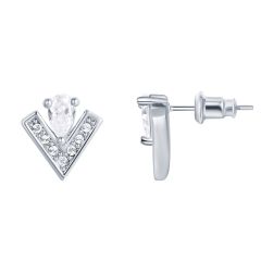 Vika Stud Earrings Rhodium Plated