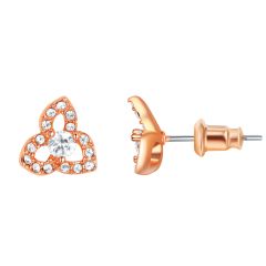 Floral Petite Stud Earrings with Swarovski Crystals Rose Gold Plated