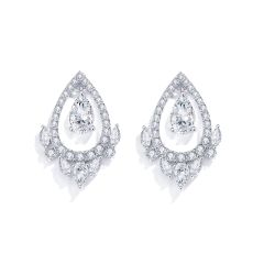 Raiya Drop Earrings with Cubic Zirconia Rhodium Plated