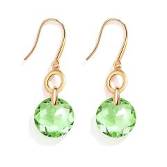 Bella O Drop Earrings with Swarovski Peridot Gold Plated