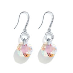 Bella O Drop Earrings with Swarovski Crystal Shimmer Rhodium Plated