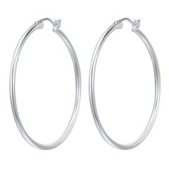 Minimal Mix Carrier Hoop Earrings 39mm Rhodium Plated