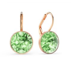 Bella Earrings with 6 Carat Peridot Crystals Rose Gold Plated