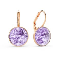 Bella Earrings with 6 Carat Violet Crystals Rose Gold Plated