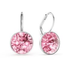 Bella Earrings with 6 Carat Light Rose Crystals Silver Plated