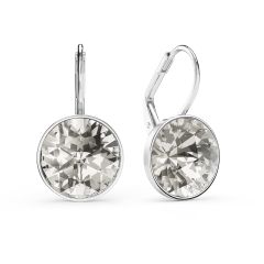 Bella Earrings with 6 Carat Silver Shade Crystals Silver Plated