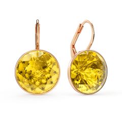 Bella Earrings with 10 Carat Light Topaz Crystals Rose Gold Plated