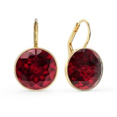 Bella Earrings with 10 Carat Ruby Crystals Gold Plated