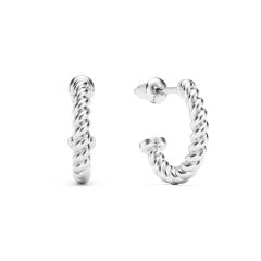 Rope Coil 13mm Mix Hoop Earrings Rhodium Plated