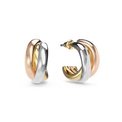 Trinity Hoop Earrings Tri-Gold Plated