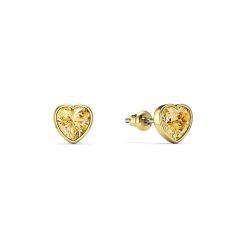 Heart Stud Earrings Crystal Golden Shadow Crystals Gold Plated