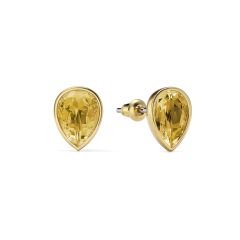 Teardrop Stud Earrings Crystal Golden Shadow Crystals Gold Plated