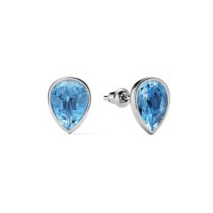 Teardrop Stud Earrings Light Sapphire Crystals Rhodium Plated