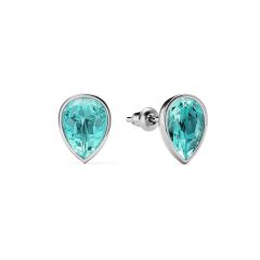 Teardrop Stud Earrings Light Turquoise Crystals Rhodium Plated