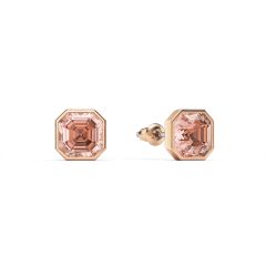 Asscher Stud Earrings Vintage Rose Crystals Rose Gold Plated