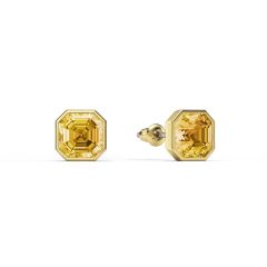 Asscher Stud Earrings Crystal Golden Shadow Crystals Gold Plated