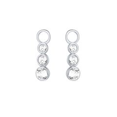 Attract Trilogy Mix Hoop Earring Charms with Swarovki Crystals Rhodium Plated