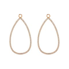 Open Pear Mix Hoop Earring Charms with Swarovski Crystals Rose Gold Plated