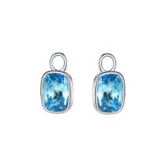 Cushion Mix Hoop Earring Charms with Aquamarine Swarovski Crystals Rhodium Plated