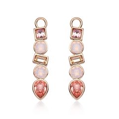 Luminous Hoop Earring Charms with Rose Harmonic Swarovski Crystals Rose Gold Plated