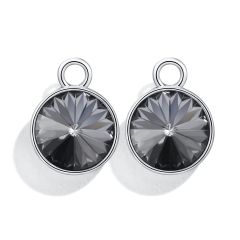 Rivoli Mix Charms with Swarovski Crystal Silver Night Rhodium Plated